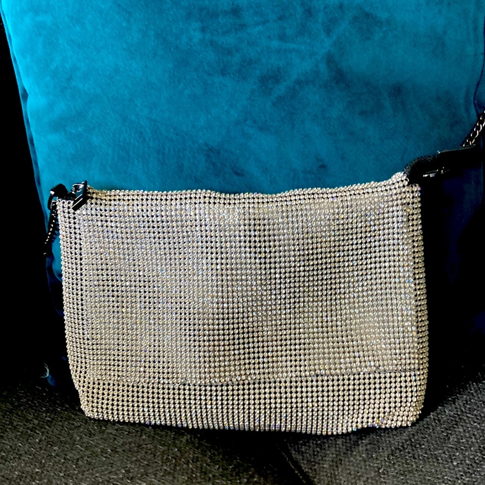 Silver sequined Topshop shoulder bag for your next night out!